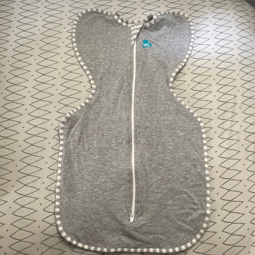 Gray and White swaddle
